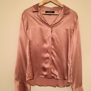 Kasper Blush Pink Silk Button Up